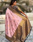 Lavender Soft Silk Saree with Flower Butta Meenakari Zari Woven Saree