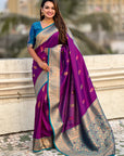 Wine Soft Silk Saree with Flower Butta Meenakari Zari Woven Saree