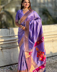Lavender Zari Woven Vitthala God Special Traditional Paithani Silk Saree
