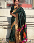 Bottle Green Zari Woven Vitthala God Special Traditional Paithani Silk Saree