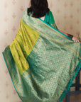 Mehendi Green Soft Silk Banarasi ZigZag Meenakari Zari Woven Saree