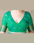 Mehendi Green Soft Silk Banarasi ZigZag Meenakari Zari Woven Saree