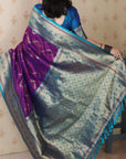 Purple Soft Silk Banarasi ZigZag Meenakari Zari Woven Saree