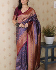 Lavender Soft Silk Banarasi ZigZag Meenakari Zari Woven Saree