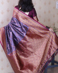 Lavender Soft Silk Banarasi ZigZag Meenakari Zari Woven Saree