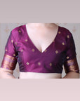Lavender Soft Silk Banarasi ZigZag Meenakari Zari Woven Saree