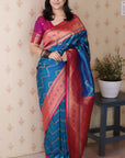 Blue Soft Silk Banarasi ZigZag Meenakari Zari Woven Saree