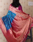 Blue Soft Silk Banarasi ZigZag Meenakari Zari Woven Saree