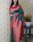 Green Soft Silk Banarasi ZigZag Meenakari Zari Woven Saree