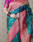 Green Soft Silk Banarasi ZigZag Meenakari Zari Woven Saree