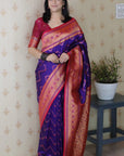 Violet Soft Silk Banarasi ZigZag Meenakari Zari Woven Saree