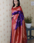 Violet Soft Silk Banarasi ZigZag Meenakari Zari Woven Saree