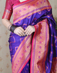 Violet Soft Silk Banarasi ZigZag Meenakari Zari Woven Saree