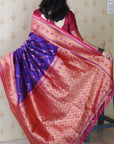 Violet Soft Silk Banarasi ZigZag Meenakari Zari Woven Saree