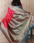 Pink Soft Silk Banarasi ZigZag Meenakari Zari Woven Saree