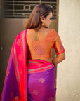 Purple Soft Silk Traditional Zari Contrast Woven Saree