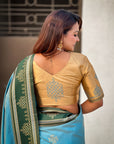 Baby Blue Soft Silk Traditional Zari Contrast Woven Saree