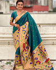 Green Paithani Silk Saree with Half Half Concept Big Border Zari Woven Saree