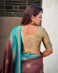Coffee Soft Silk Traditional Zari Contrast Woven Saree
