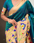 Green Paithani Silk Saree with Half Half Concept Big Border Zari Woven Saree