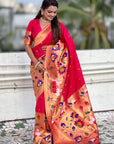 Pink Paithani Silk Saree with Half Half Concept Big Border Zari Woven Saree