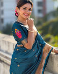Denim Zari Woven Vitthala God Special Traditional Paithani Silk Saree