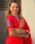 Red Zari Woven Vitthala God Special Traditional Paithani Silk Saree