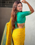 Yellow Soft Silk Zari Woven Patola Saree with Contrast Bandhani Weaves