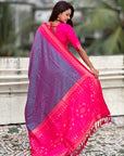 Lavender Soft Silk Zari Woven Patola Saree with Contrast Bandhani Weaves
