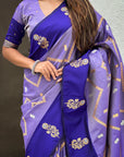 Violet Soft Silk Dusty Concept Zig Zag Zari Woven Saree