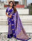 Violet Soft Silk Dusty Concept Zig Zag Zari Woven Saree