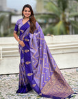 Violet Soft Silk Dusty Concept Zig Zag Zari Woven Saree
