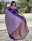 Violet Soft Silk Dusty Concept Zig Zag Zari Woven Saree