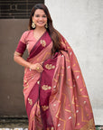Dusty Pink Soft Silk Dusty Concept Zig Zag Zari Woven Saree