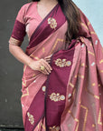 Dusty Pink Soft Silk Dusty Concept Zig Zag Zari Woven Saree
