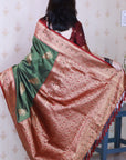 Mehendi Green Soft Silk Banarasi Peacock Zari Woven Saree