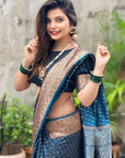 Pooja Rathod in Our Deep Blue Banarasi Katan Silk Zari Woven Saree