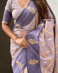 Lavender Soft Silk Dusty Concept Zig Zag Zari Woven Saree