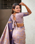Lavender Soft Silk Dusty Concept Zig Zag Zari Woven Saree