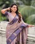 Lavender Soft Silk Dusty Concept Zig Zag Zari Woven Saree