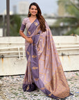 Lavender Soft Silk Dusty Concept Zig Zag Zari Woven Saree