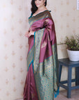 Coral Pink Soft Silk Banarasi Peacock Zari Woven Saree