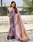 Lavender Soft Silk Dusty Concept Zig Zag Zari Woven Saree