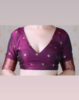 Lavender Soft Silk Banarasi Peacock Zari Woven Saree