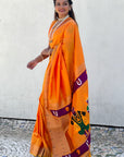Yellow Zari Woven Vitthala God Special Traditional Paithani Silk Saree