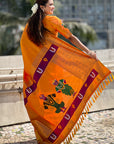 Yellow Zari Woven Vitthala God Special Traditional Paithani Silk Saree