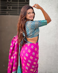 Purple Soft Silk Zari Woven Ikkat Patola Saree with Contrast Weaves