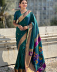 Green Zari Woven Vitthala God Special Traditional Paithani Silk Saree