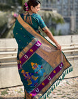 Green Zari Woven Vitthala God Special Traditional Paithani Silk Saree
