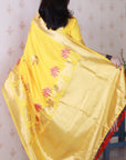 Bright Yellow Soft Silk Saree with Kamdhenu Weaves Zari Woven Saree
